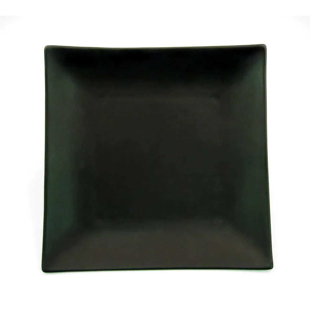 CAC China 6-S16-BLK Plate, 10" x 10" x 1½" Ceramic, Black Glaze, Dishwasher Safe - Dozen