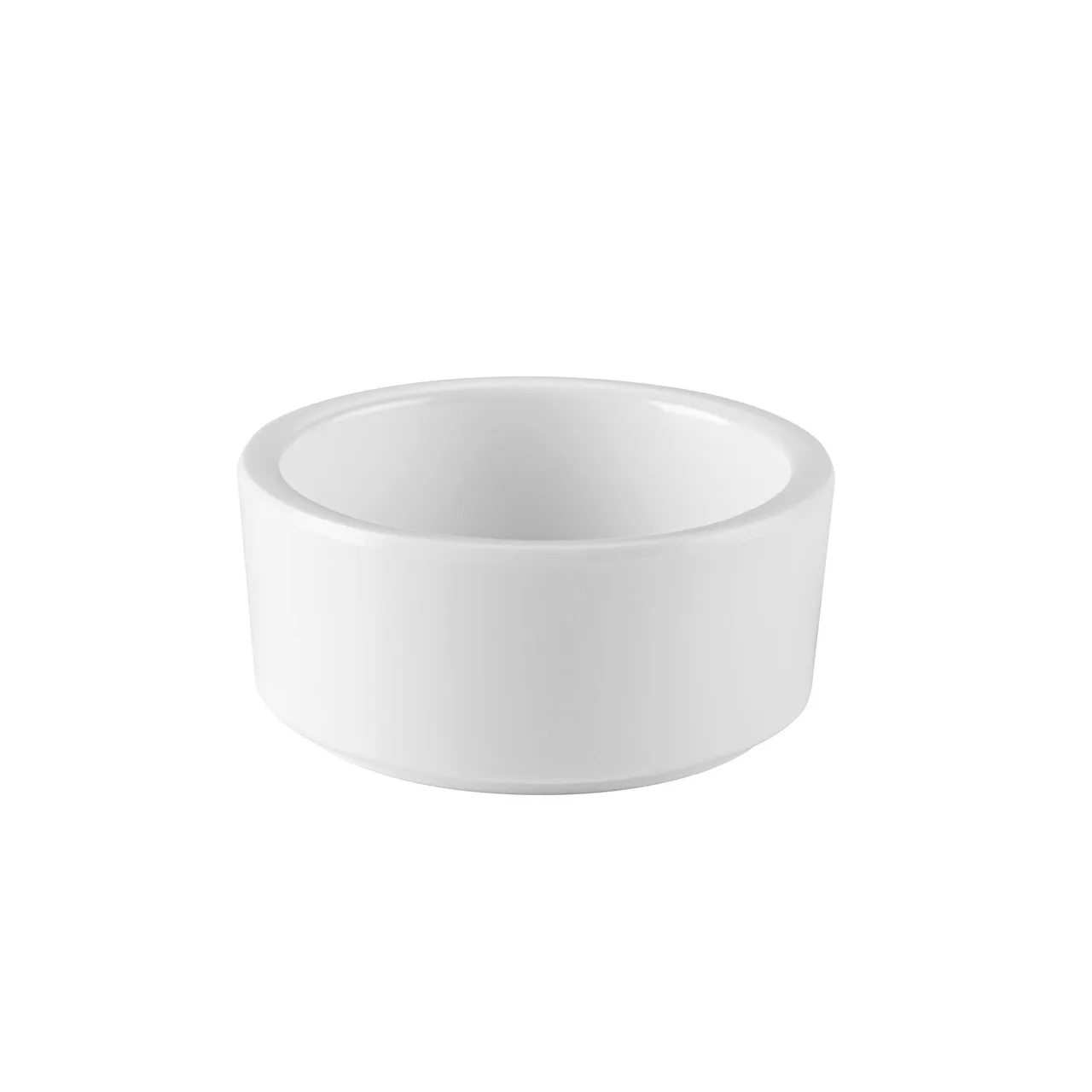 CAC China XRKF-2S Plastic Ramekin, 2 oz (2½" Dia. x 1⅛" H), Stackable, White Melamine - 1 Dozen