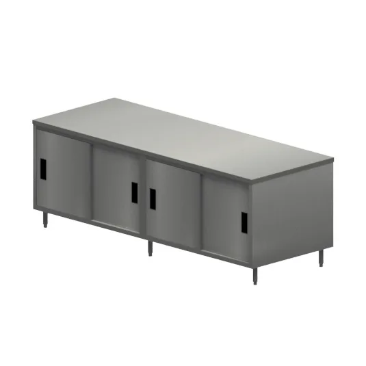 BK Resources CST-3696S Cabinet Base with Sliding Doors Chef Table, 96"W x 36"D - Square/Flat Edge
