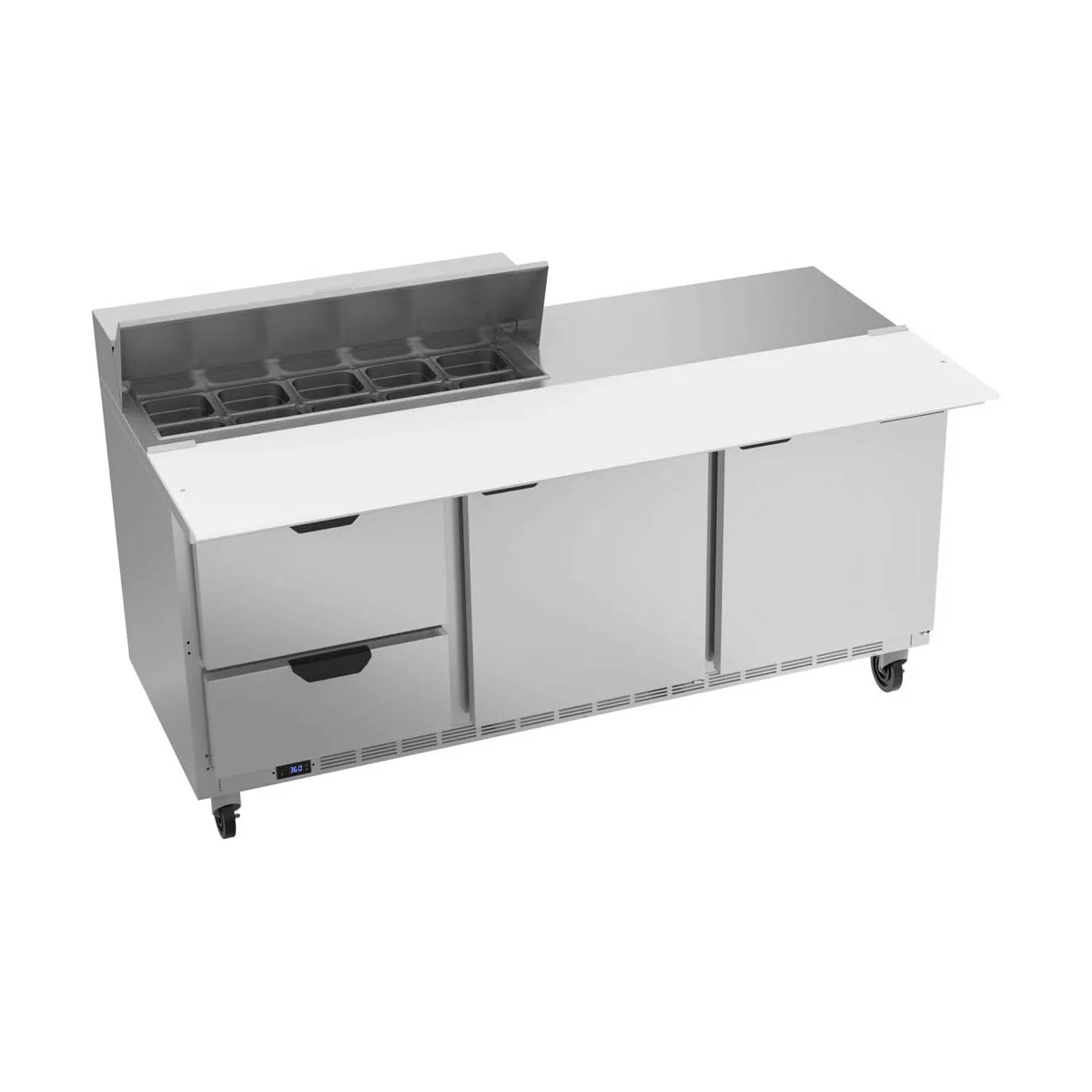 Beverage Air SPED72HC-10C-2 72" Three Section Sandwich/Salad Prep Table w/ 2 Drawers & 2 Doors, 10 Pans