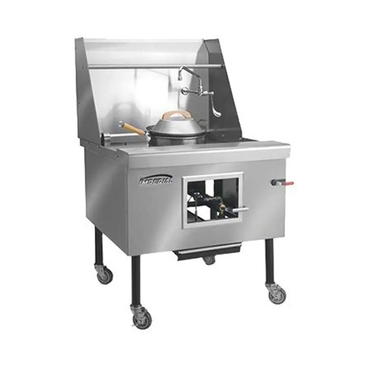 Imperial ICRA-4 Gas Wok Range w/ (4) Burners (Bowls), Knee "L" Lever Controls, Water Cooled Top, 440.000 BTU