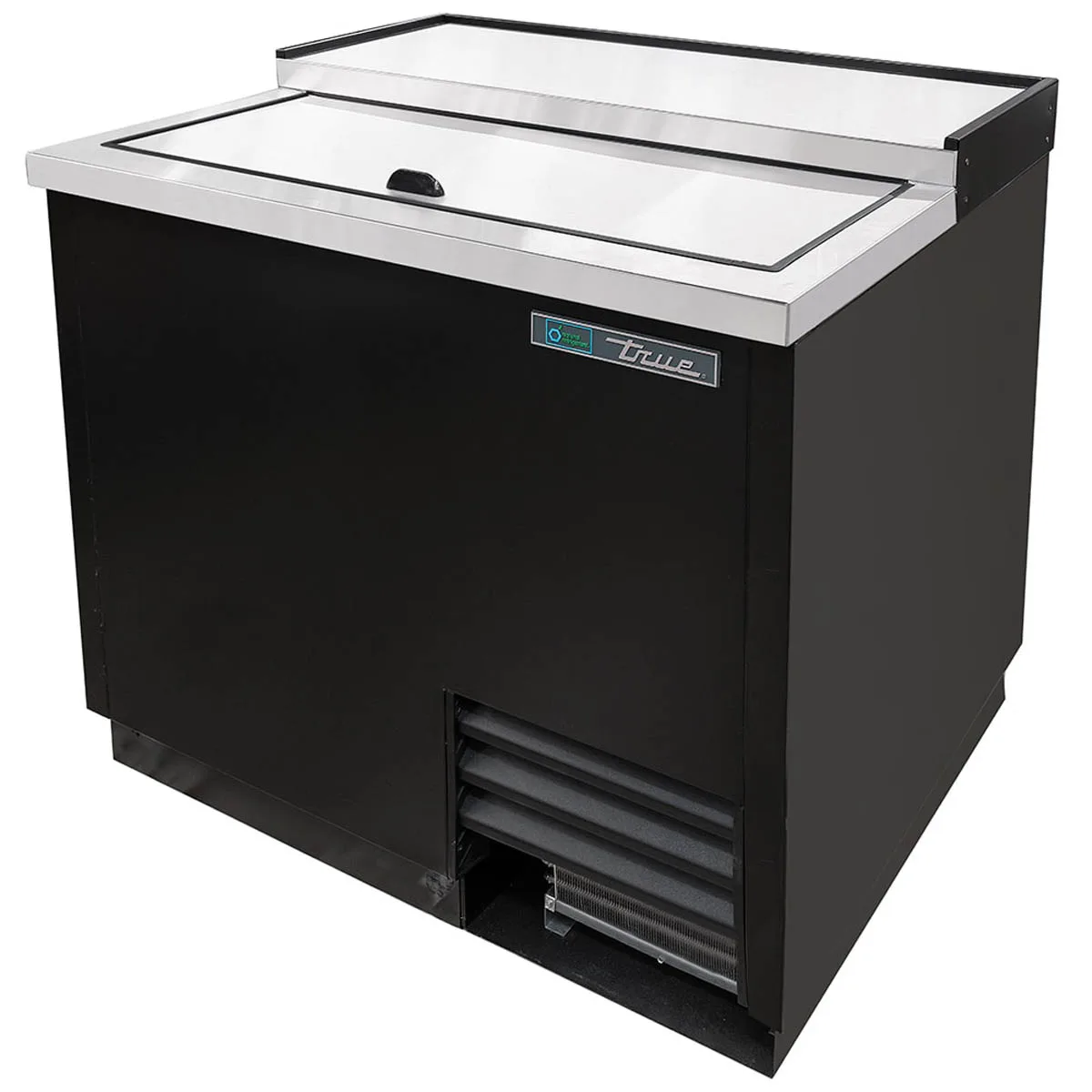True T-36-GC-HC 36" Black Glass & Plate Chiller, 180 Mugs Capacity