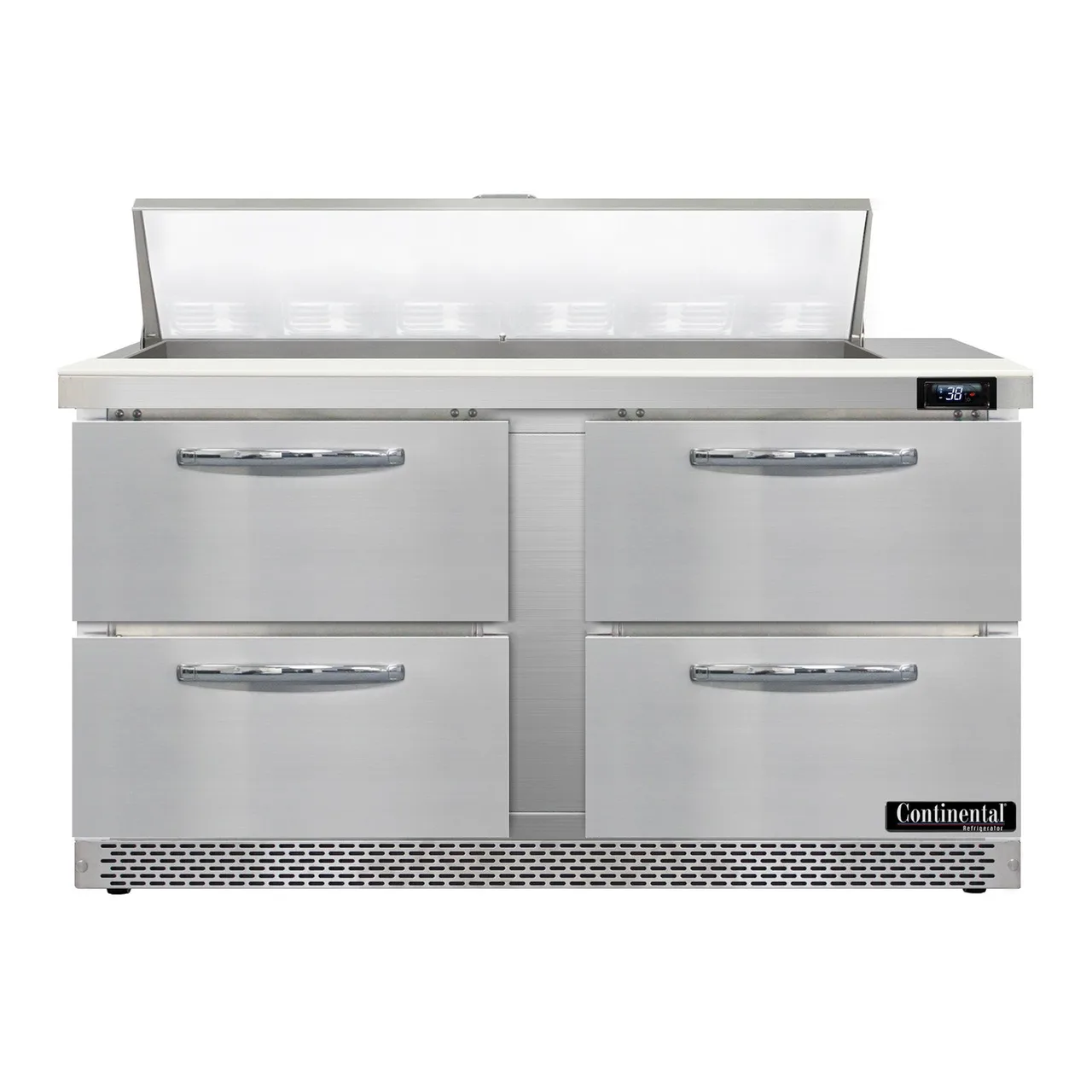 Continental Refrigerator D60N12-FB-D 60" Sandwich / Salad Prep Table w/ 4 Drawers, 12 Pans