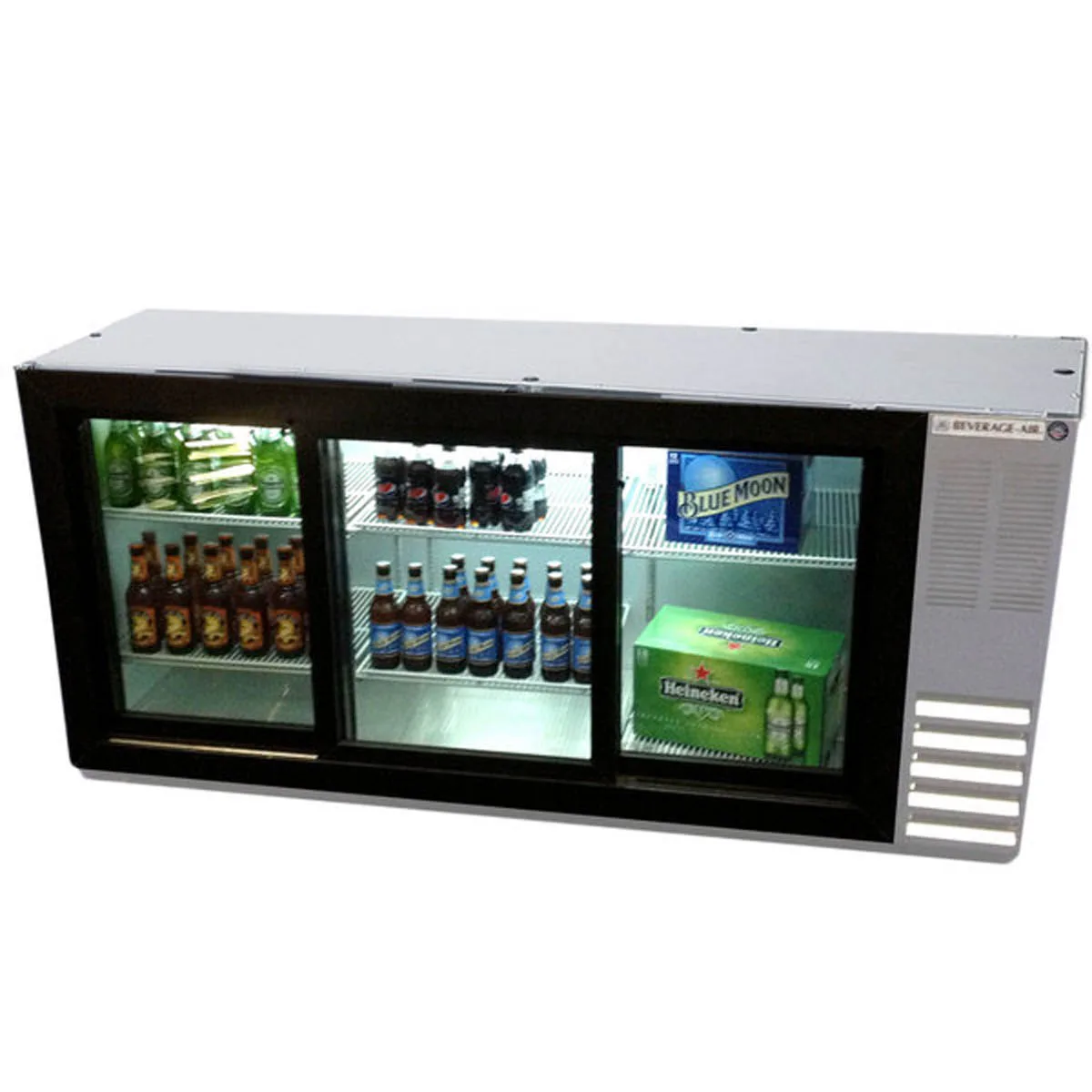 Beverage Air BB72HC-1-F-GS-S 72" 3 Section Back Bar Refrigerator with Glass Door