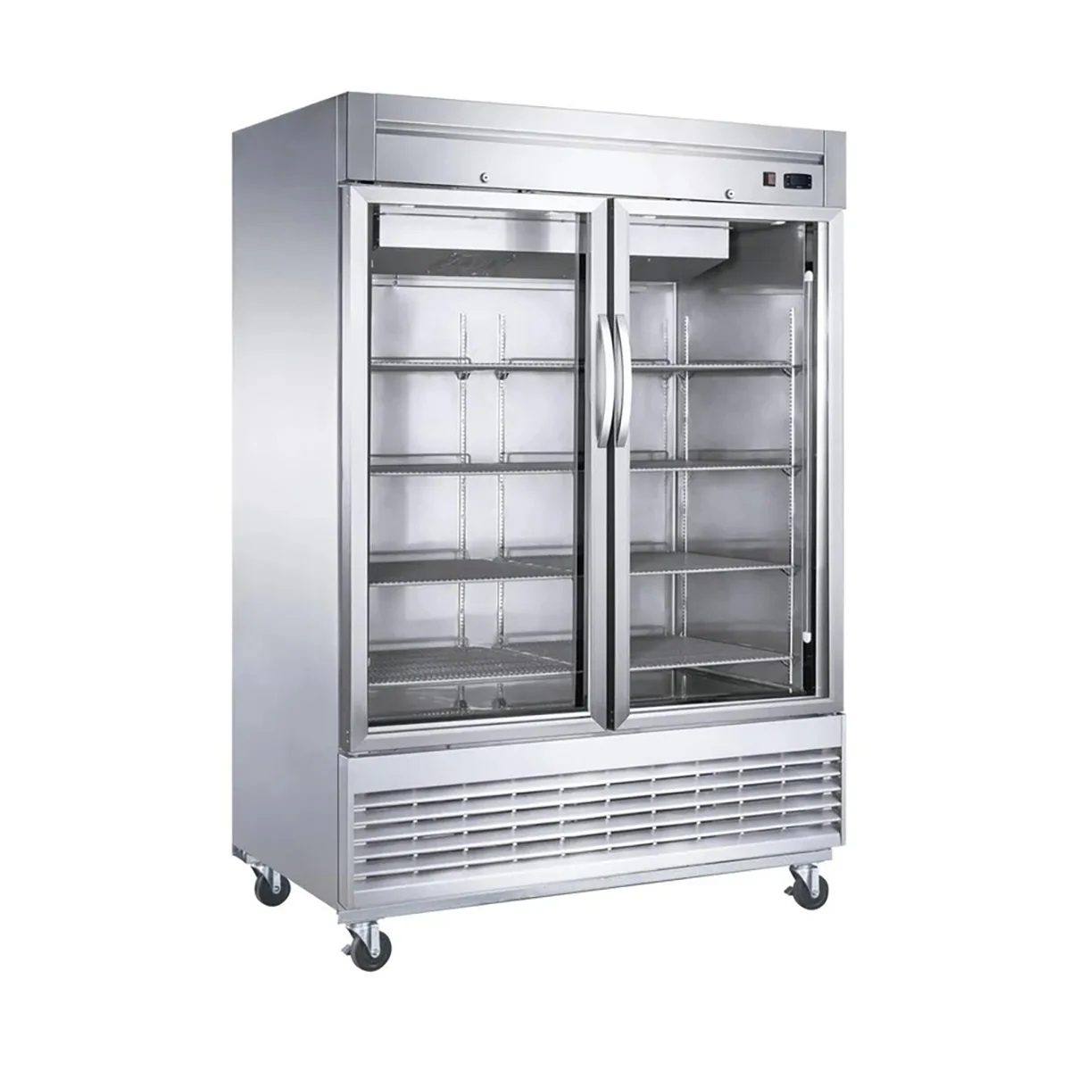Dukers Appliance Co D55F-GS2 55" 2-Glass Door Reach-In Freezer, Bottom Mounted, 40.74 cu. ft.