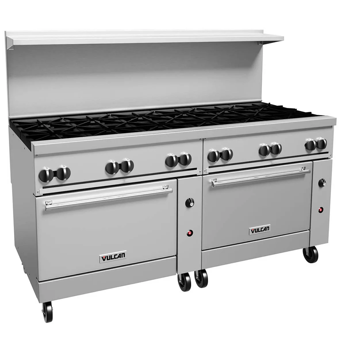 Vulcan 72SS-12B 72" Gas Restaurant Range w/ (12) Open Burners, (2) Standard Ovens, 430.000 BTU