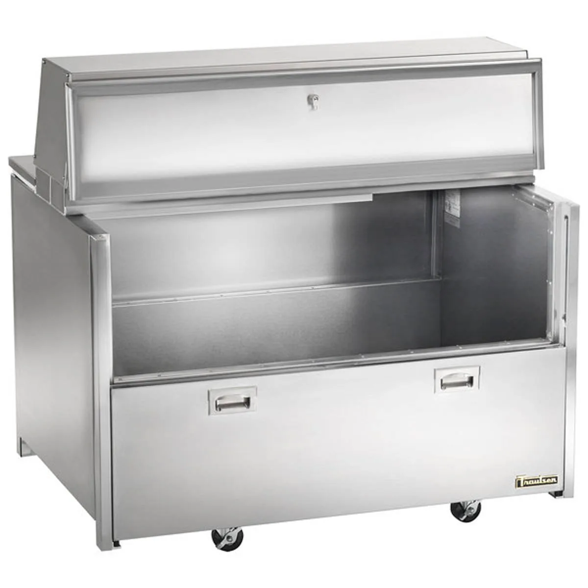 Traulsen RMC58D4 58" Dual Sided Milk Cooler, Forced Air, 16 Crates Capacity