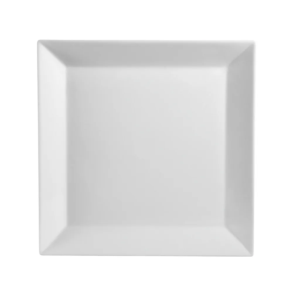 CAC China KSE-26 Kingsquare Plate – 16" x 16" x 1-5/8", Square Deep Rim Porcelain Super White