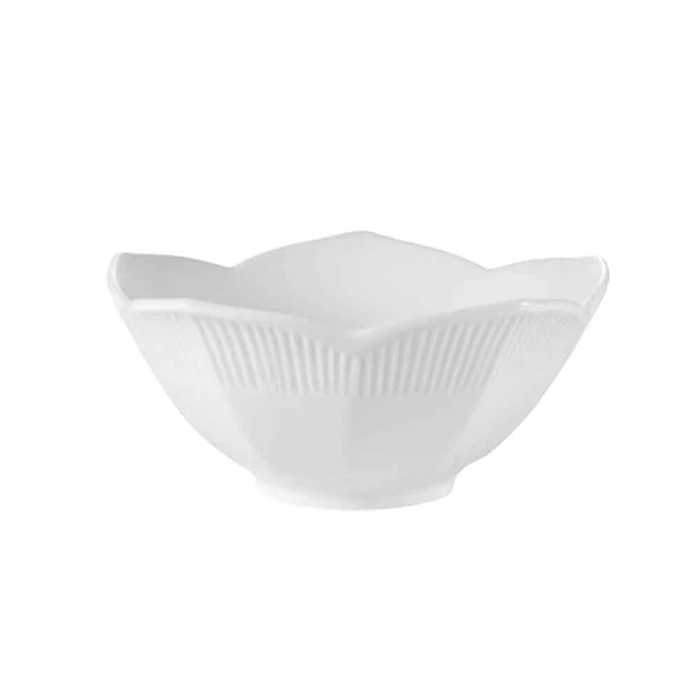 CAC China LTB-6 RCN Bowl, 16 oz, 6-1/2" Dia x 2-7/8" H, Lotus Shape, Porcelain, Super White - Dozen
