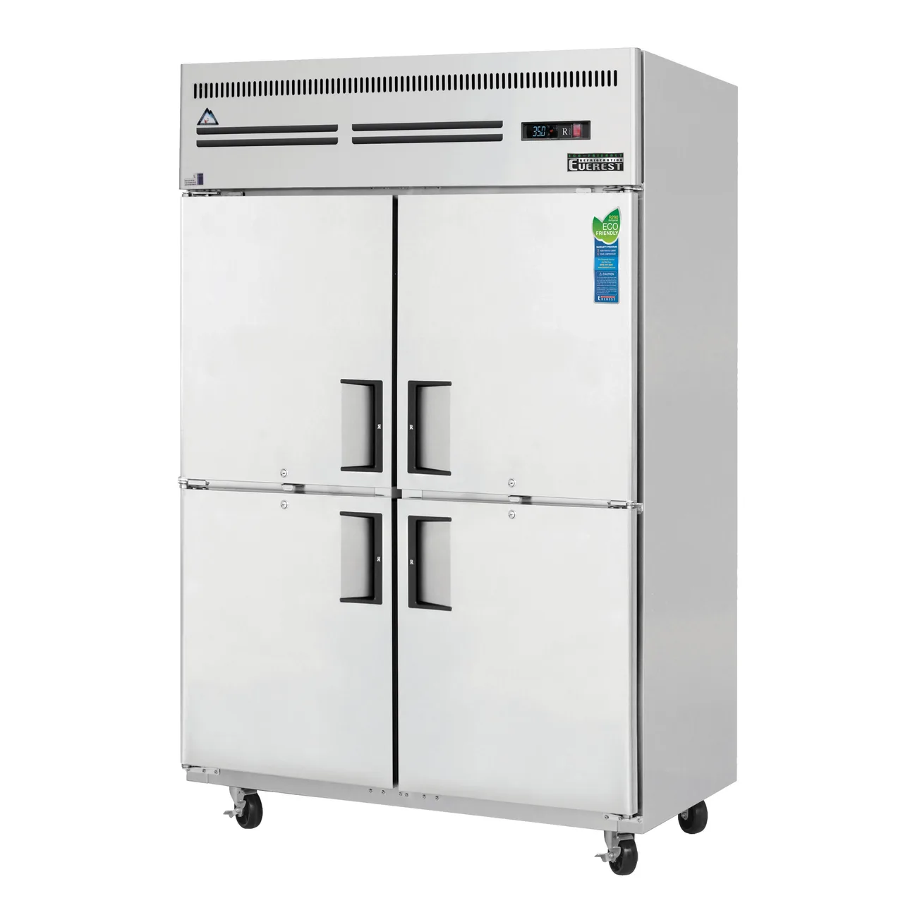 Everest ESRH4 49" 2-Section Reach-In Refrigerator w/ 4 Solid Half Doors, Top Mount, Stainless Steel, 48 cu. ft.