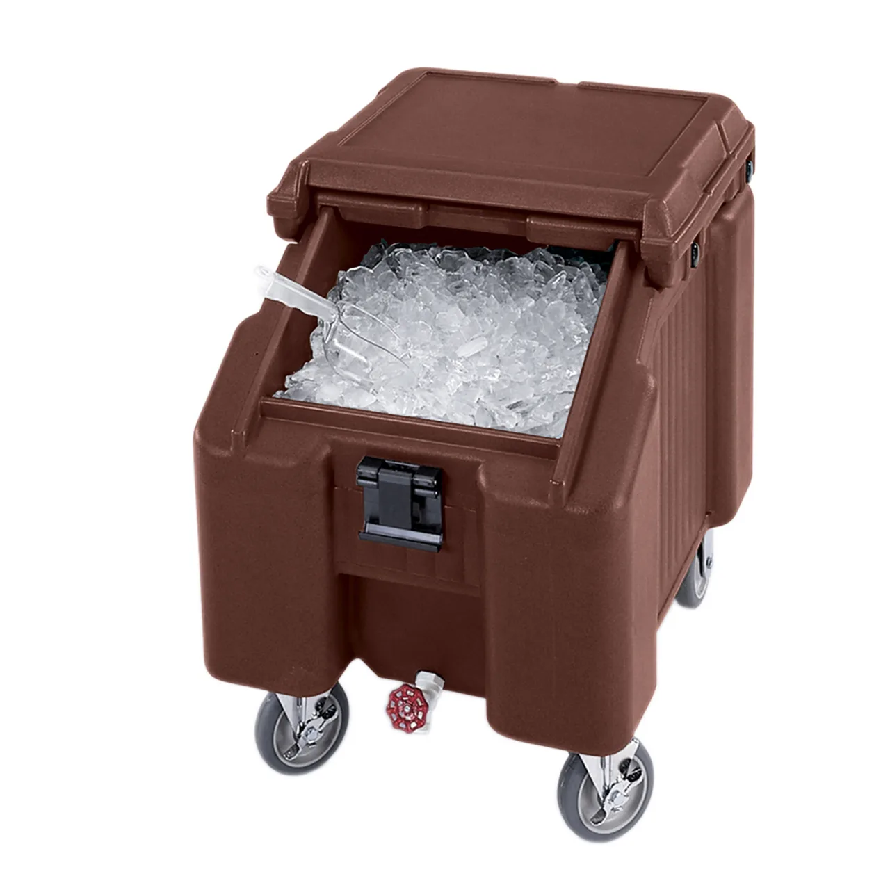 Cambro ICS100L4S131 Plastic Mobile Ice Bin / Ice Caddy, 100 lb, Dark Brown