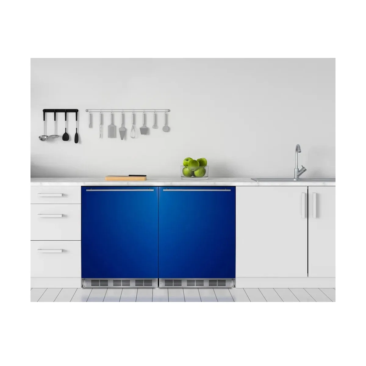 Summit BRF611WHB 23" Undercounter Freezer in White w/ Cobalt Blue Door, 5.1 cu. ft.