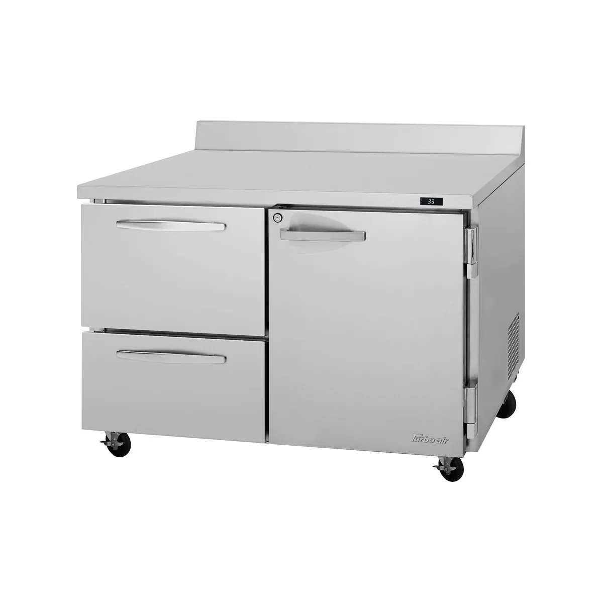 Turbo Air PWR-48-D2R(L)-N 48" 2-Section Worktop Refrigerator w/ 1 Door & 2 Drawers, 12.2 cu. ft.
