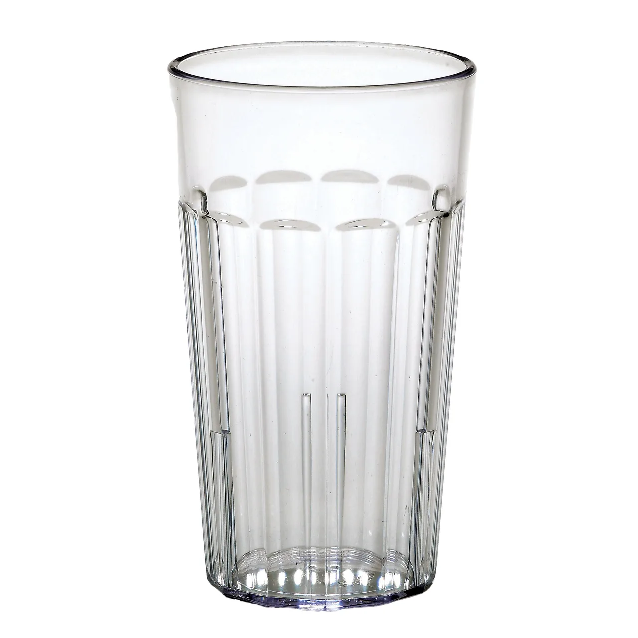 Cambro NT12152 Tumbler, 12 oz Clear Fluted SAN Plastic, 3" Dia, Sani‑Rim Lip, Dishwasher Safe