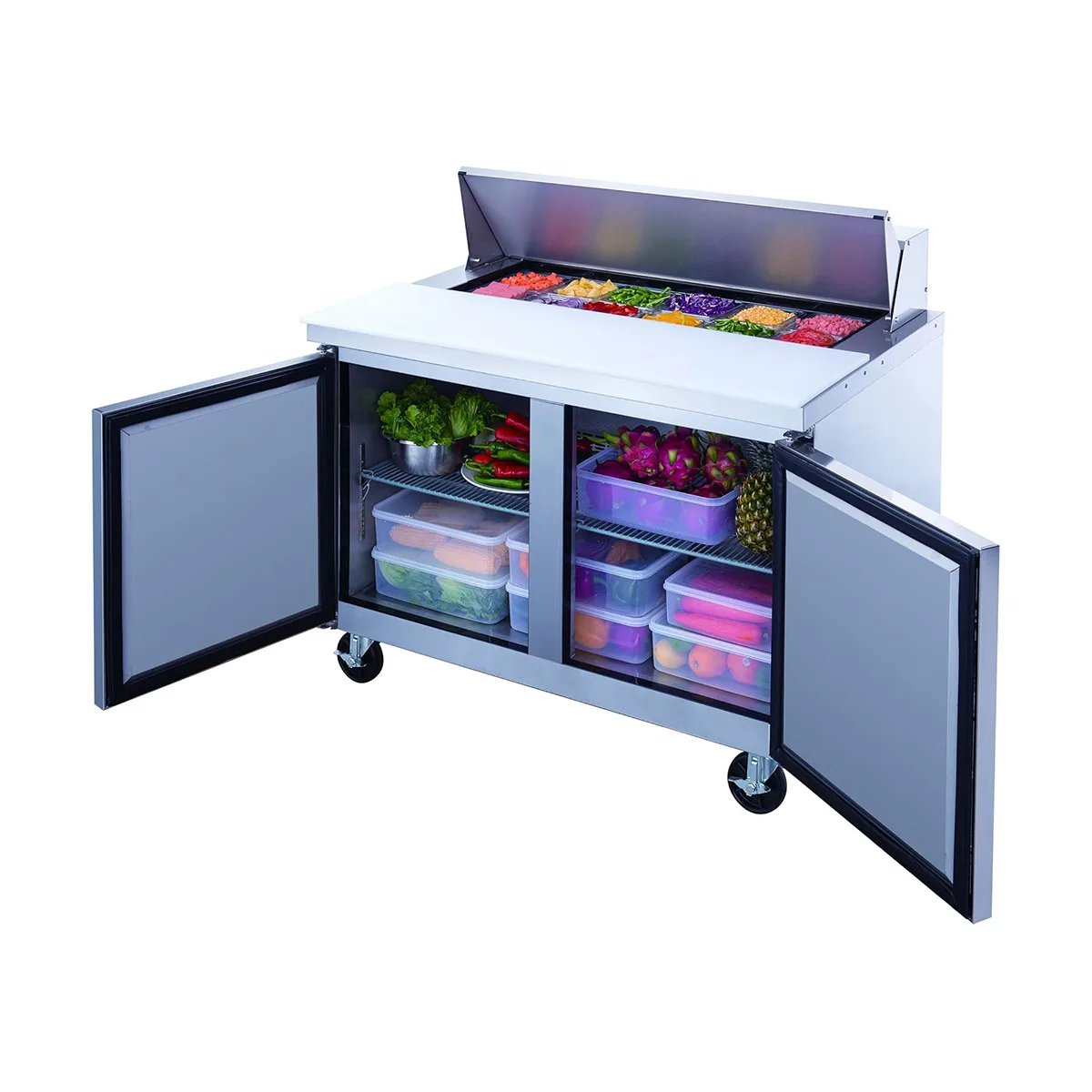 Dukers Appliance Co DSP48-12-S2 48" Sandwich/Salad Prep Table w/ 2 Doors, 12 Pans