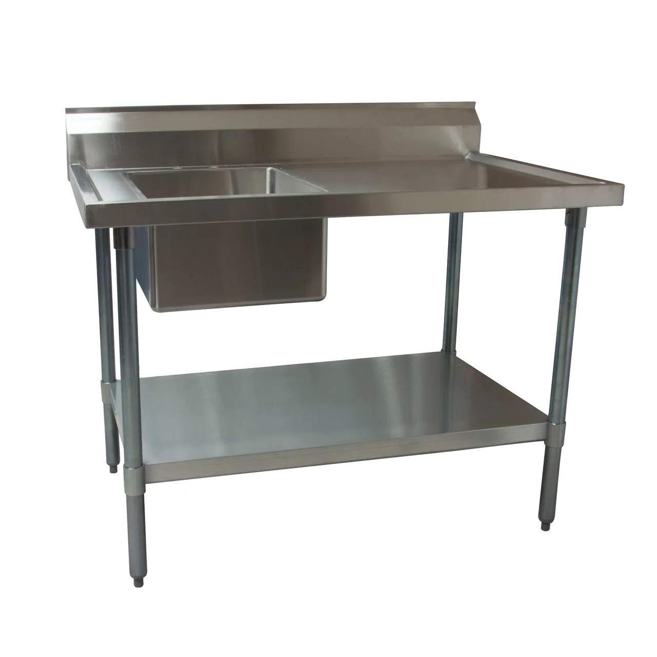 BK Resources BKMPT-3048G-L 48" Work Table with Prep Sink, Bowl On Left - 18 Gauge