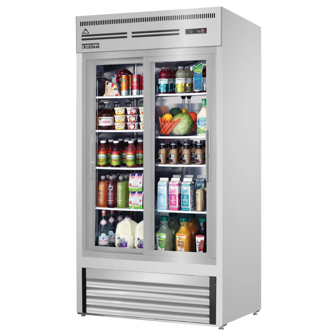 Everest EMGR33-SS 39" Two Door Merchandiser Refrigerator, Stainless Steel Exterior, 33 cu. ft.