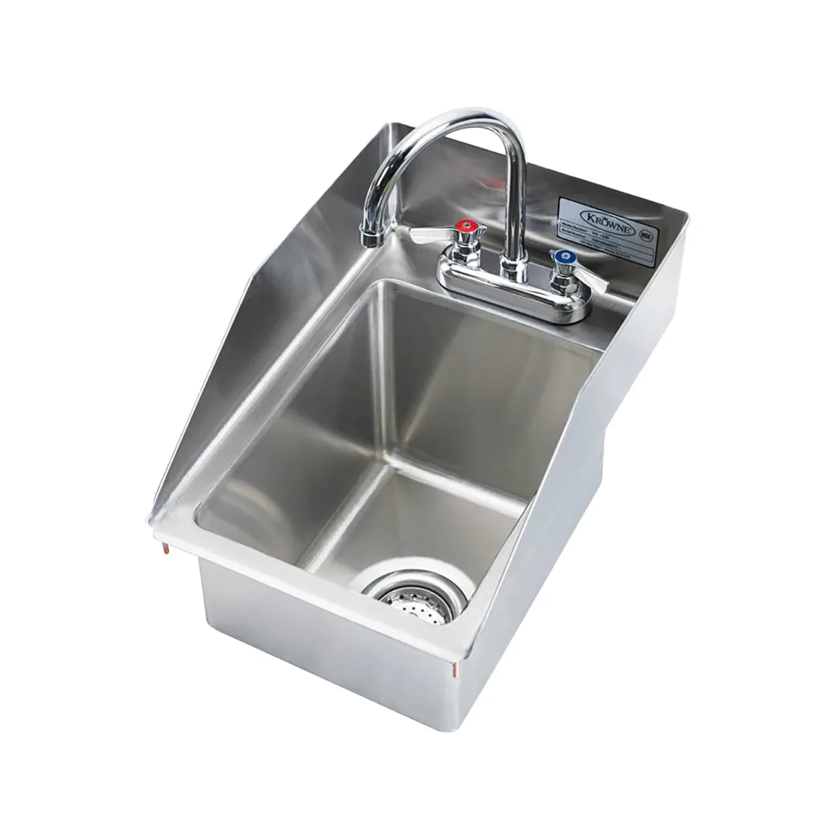 Krowne HS-1225 12" Drop-In Hand Sink with Faucet - 20 gauge / 3 Splashes