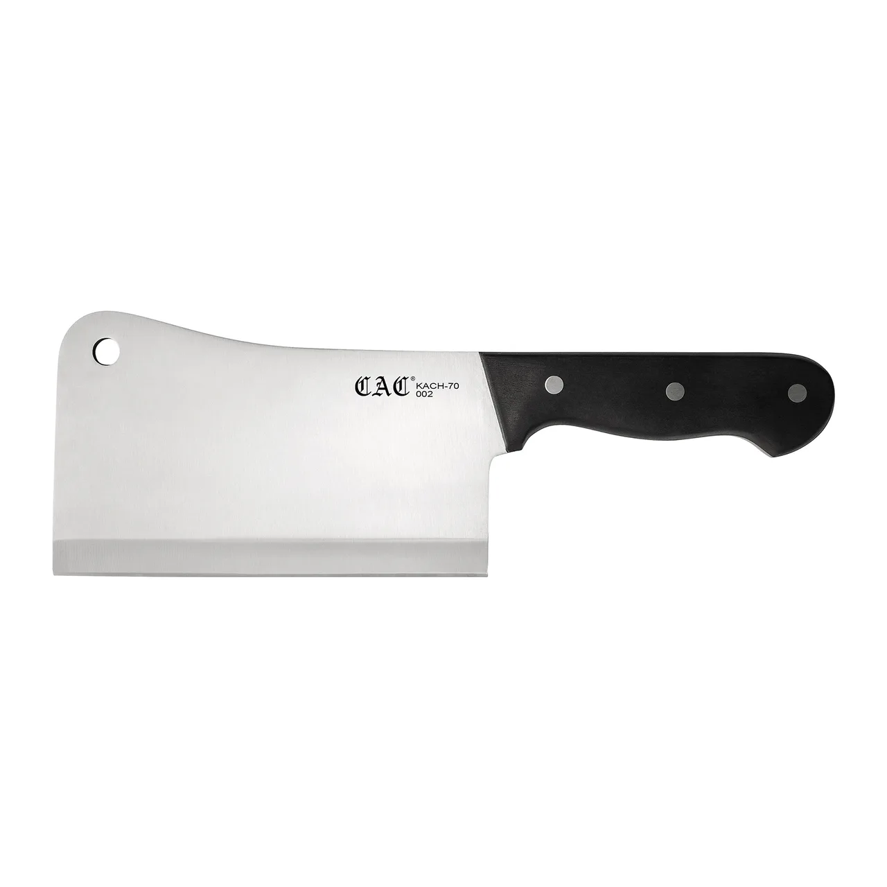 CAC China KACH-70 Asian Cleaver Knife, 7" High-Carbon Steel Blade, Black Handle
