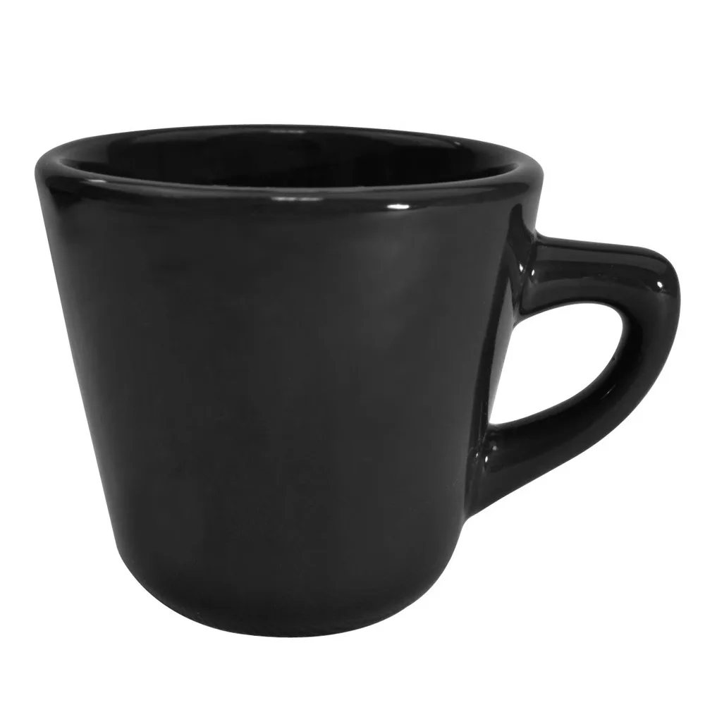 CAC China LV-1-BLK - Black Stoneware 7.5oz Coffee Cup, 3¼" Dia x 3" H, Microwave Safe - 1 Dozen