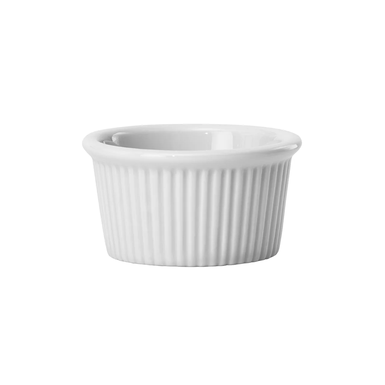 Winco FRR-275 Ramekin, 2.75‑oz round fluted porcelain cup, 2‑3/4" dia x 1‑1/2" H, white finish - 1 Dozen