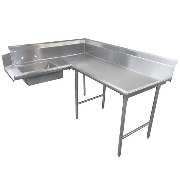 Klinger's Trading DTS-3064L Soiled "L" Shaped Dishtable w/ Left Table, Corner Design, 10" Backsplash
