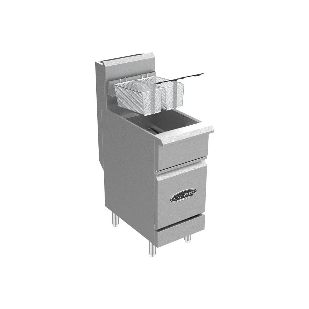 Serv-Ware SS-SGF-50N Floor Model Natural Gas Full Pot Fryer, 50 lbs, 120.000 BTU