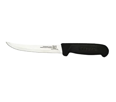 Omcan USA 11758 Boning Knife – 6" Curved Stainless, Black Plastic Stamped Handle, 6"‑7" Blade Length