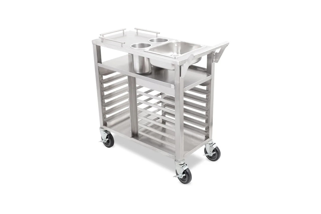 John Boos TYC-1530 Stainless Steel Teppankayi Cart w/ 14 Half Size Pan Capacity