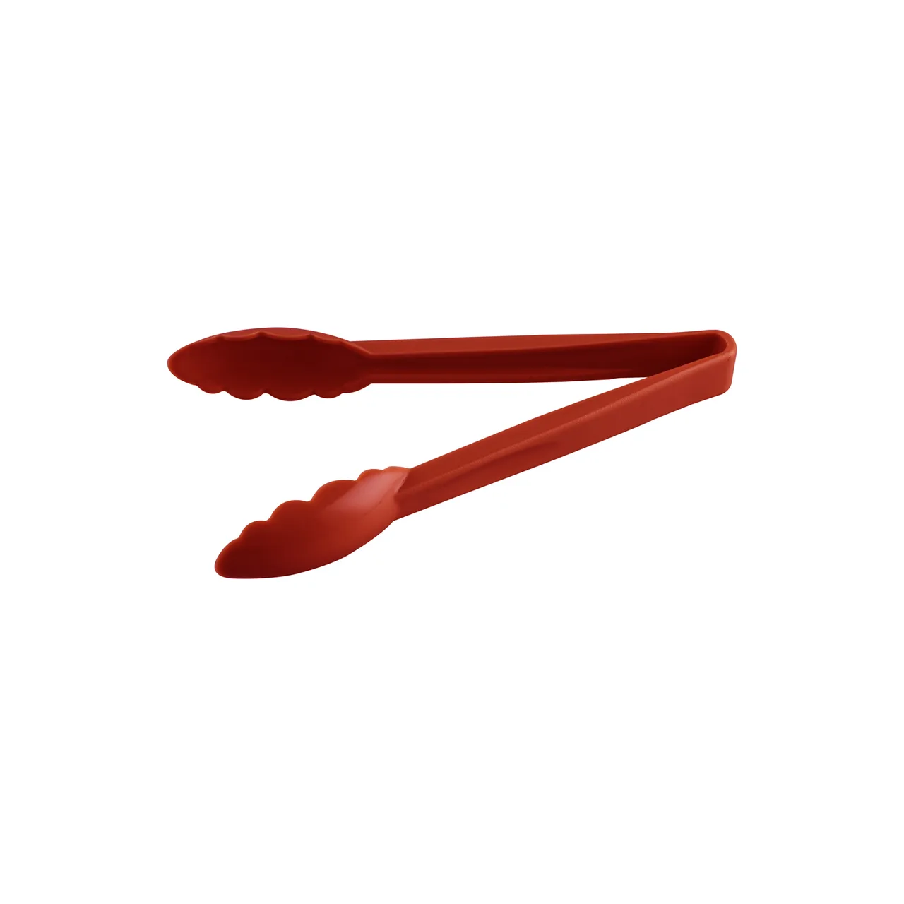 CAC China UTKU-9R Utility Tongs – 9" Length, Red Plastic, Non‑Coated Handle, 3‑9" Grip Range