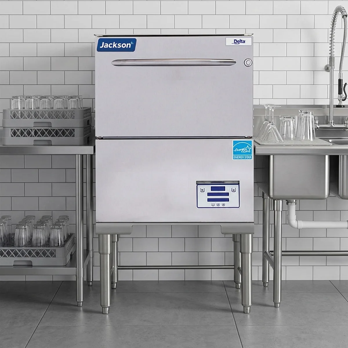 Jackson WWS DELTA HT-E-SEER-T 24" Door Type Undercounter Glasswasher,High Temp - 864 G/Hr (14" Legs)