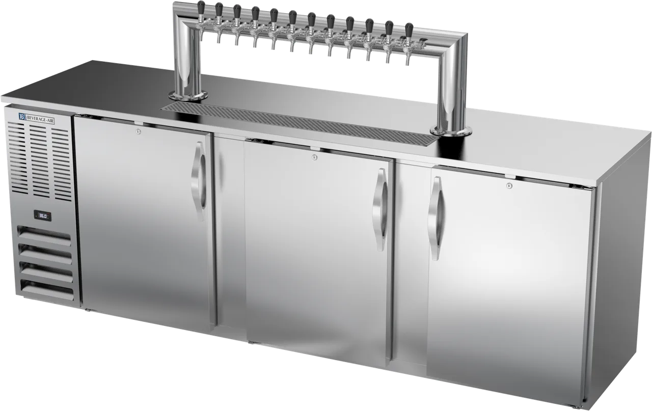 Beverage Air DDN94HC-S-12T Keg Cooler, 94"W X 26-3/8"D X 49-7/8"H, 5‑8 ½‑Barrel, Faucet Columns, R290