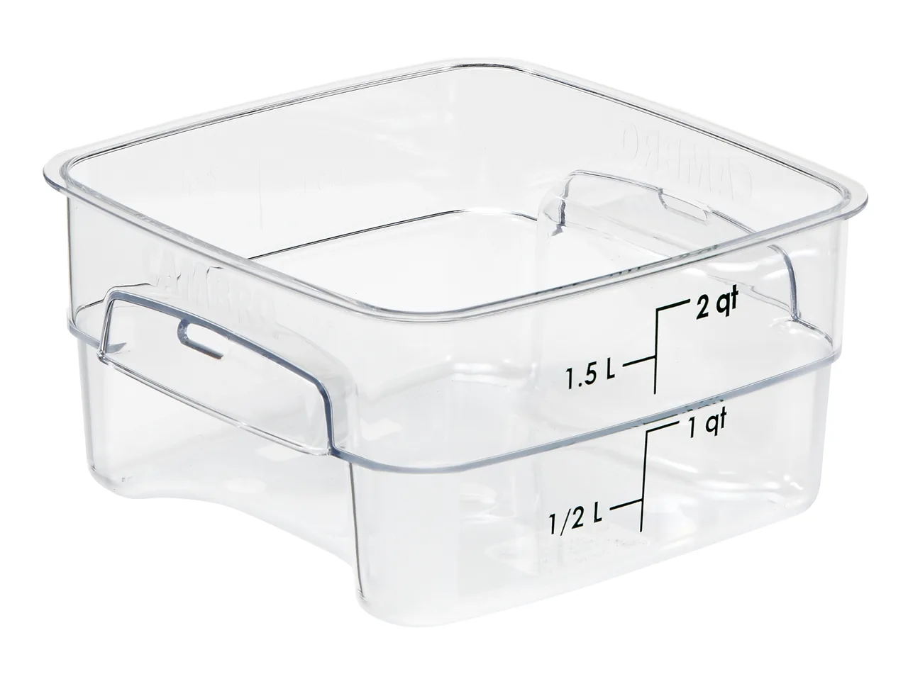 Cambro 2SFSPROCW135 CamSquare 2‑Quart Square Container, PC, Dishwasher Safe, NSF