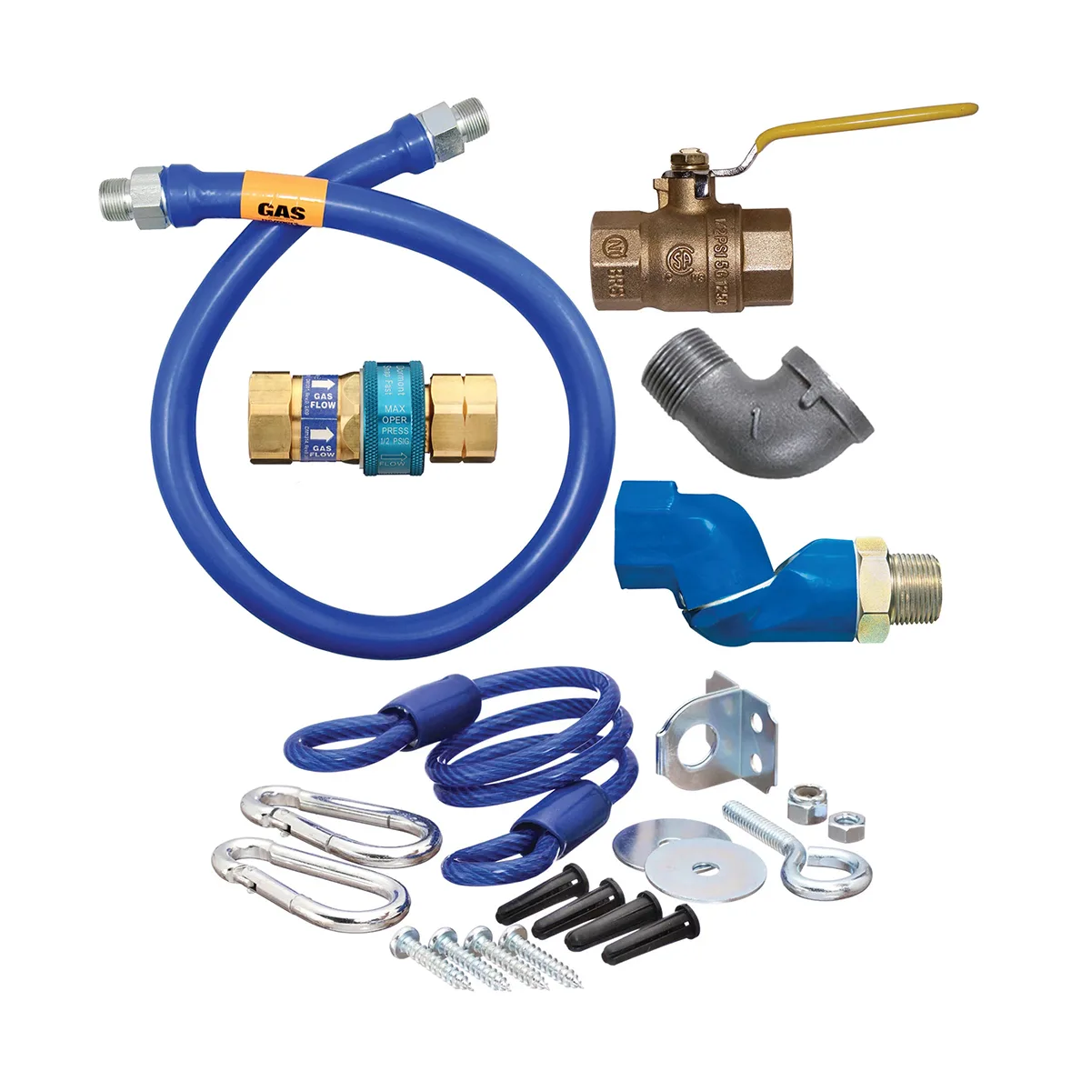 Dormont 1650KITS48 Deluxe SnapFast 48" Gas Connector Kit, Swivel MAX, Elbow and Restraining Cable 