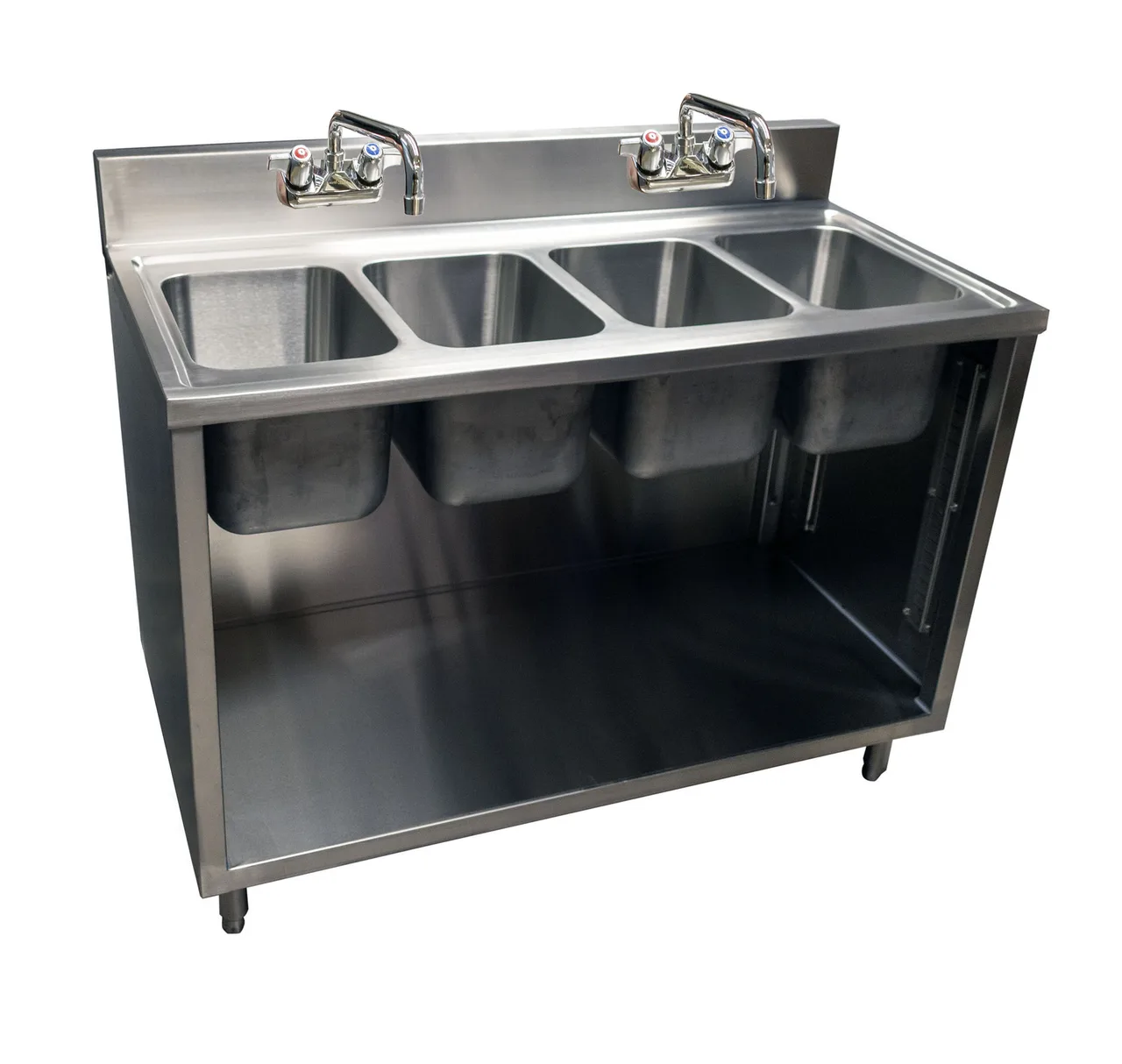 BK Resources CSTR5-4-1014-PG 48" (4) Compartment Sink Cabinet, 10"W x 14"L Bowl Without Drainboard