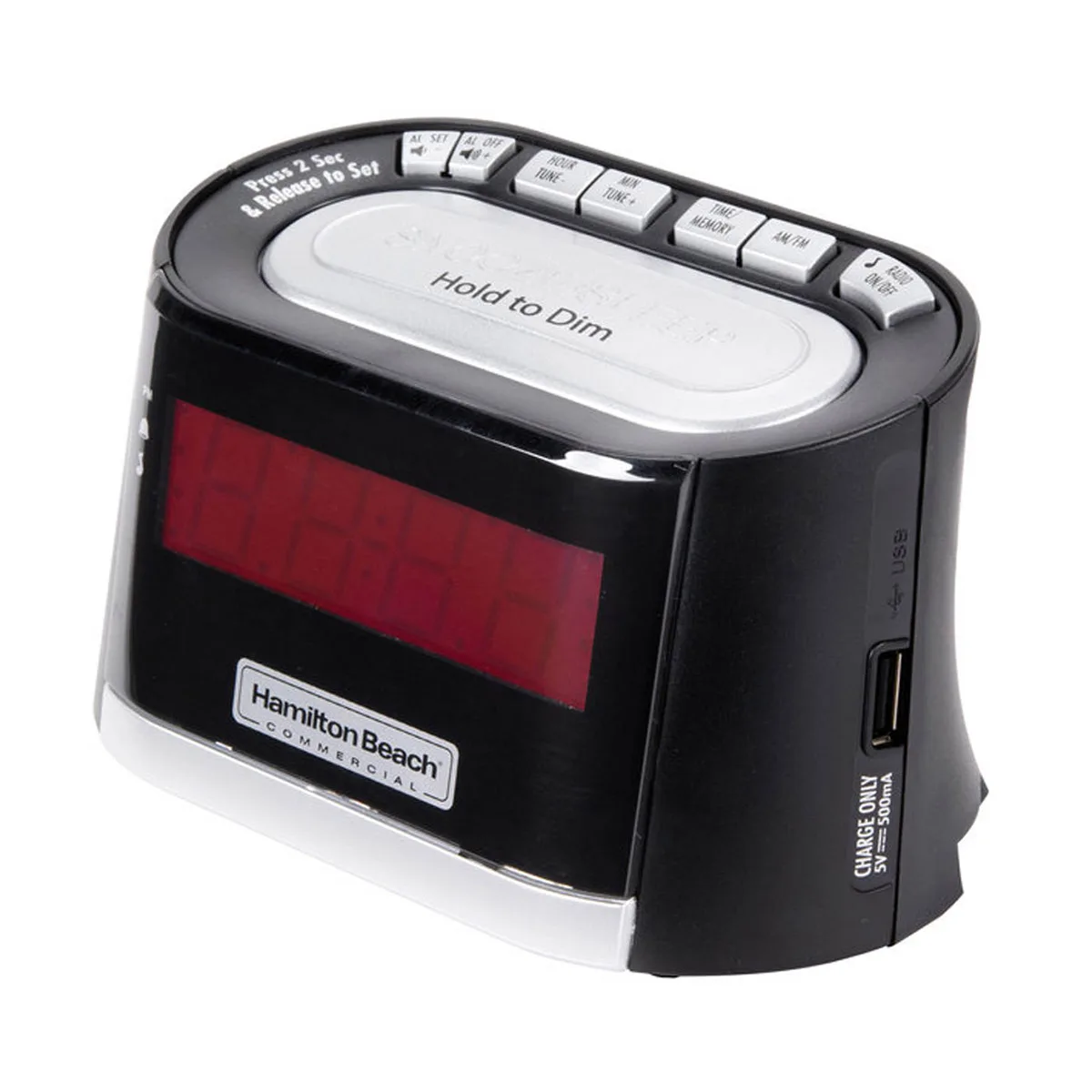 Hamilton Beach HCR410 Clock Radio, .9" LED Display, AM/FM, Alarm, USB, 120V 10W, 1‑Year Warranty