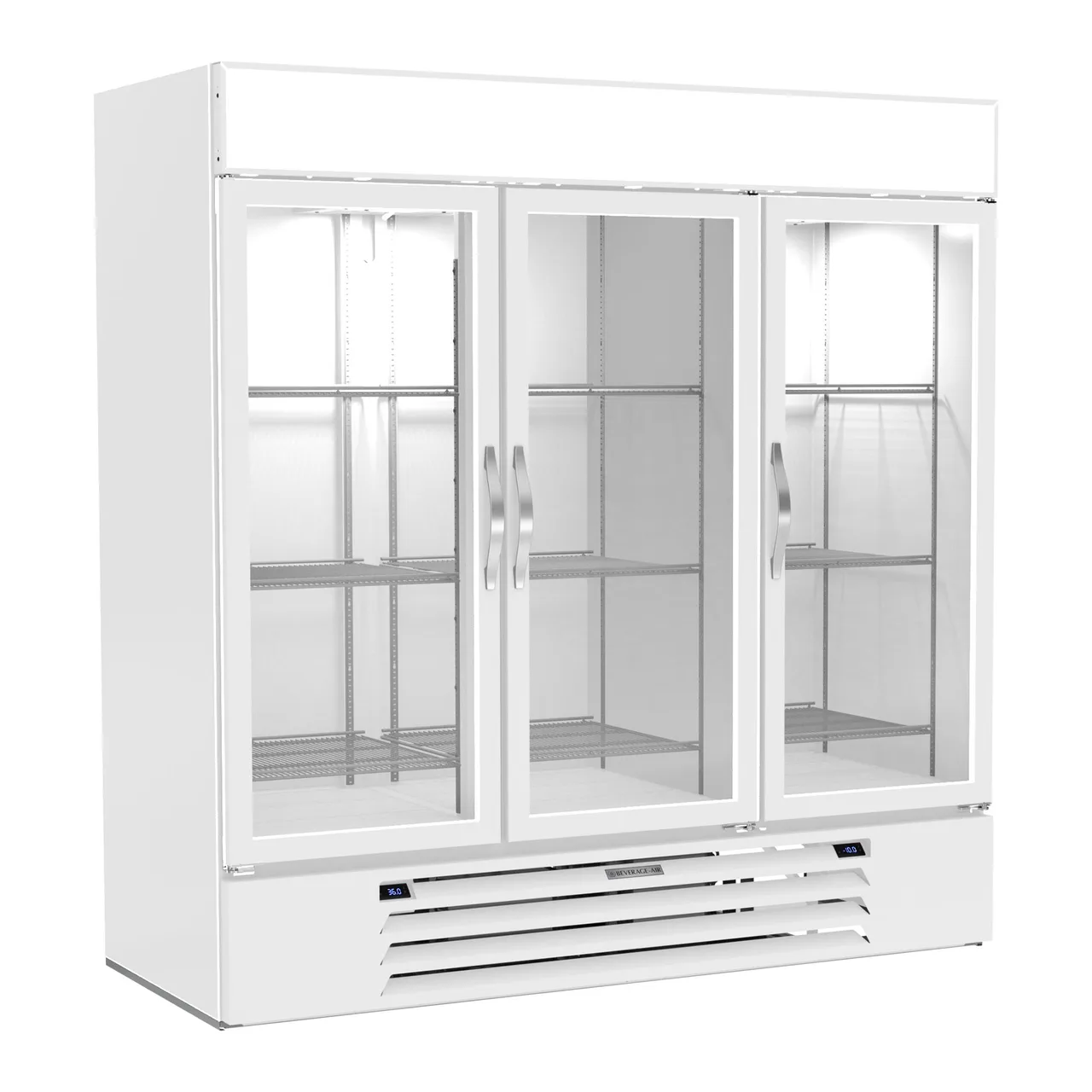 Beverage Air MMRF72HC-1-C-WW 75" 3‑Door Dual Temp Merchandiser, 44.85 cu ft