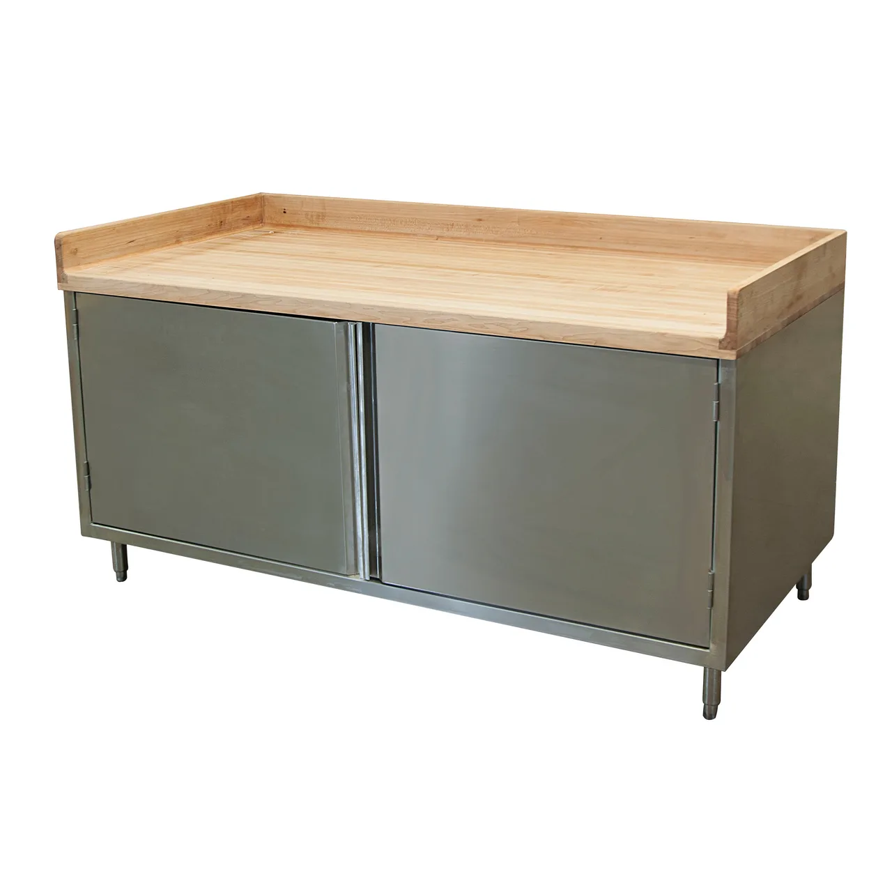 BK Resources CMBT-3672H Chef Table, Cabinet Base with Hinged Doors