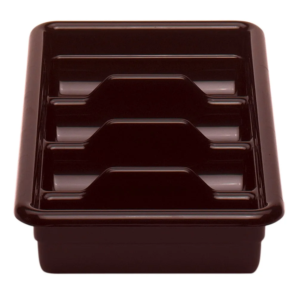 Cambro 1120CBR131 Cutlery Box, 11-3/8"L x 20-7/16"W x 3-3/4"H, 4-Compartment, Hi-Impact Plastic, Dark Brown