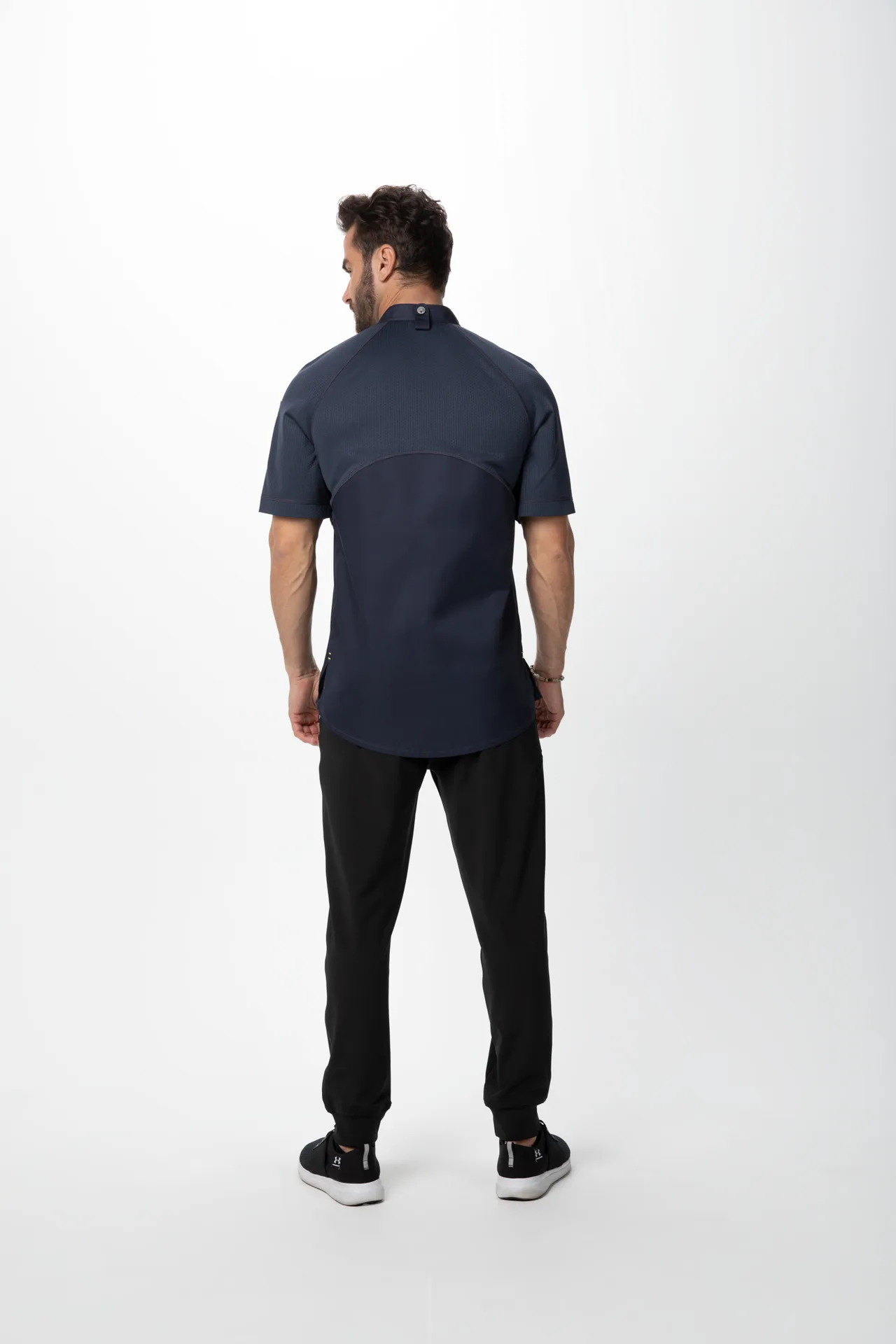 Chef Works CBZ03-GRY-L - Chef Coat, Short Sleeve, Offset Zip, Snap Collar, Grey, 62/38 PolyCotton Mesh