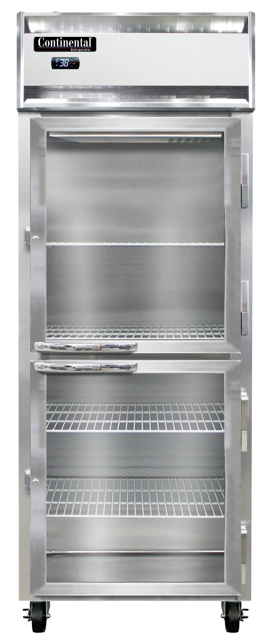 Continental Refrigerator 1RENPTHD-GD-SD 28.5" 1-Section Pass-Thru Refrigerator, 22 cu. ft., Half Glass & Solid Doors