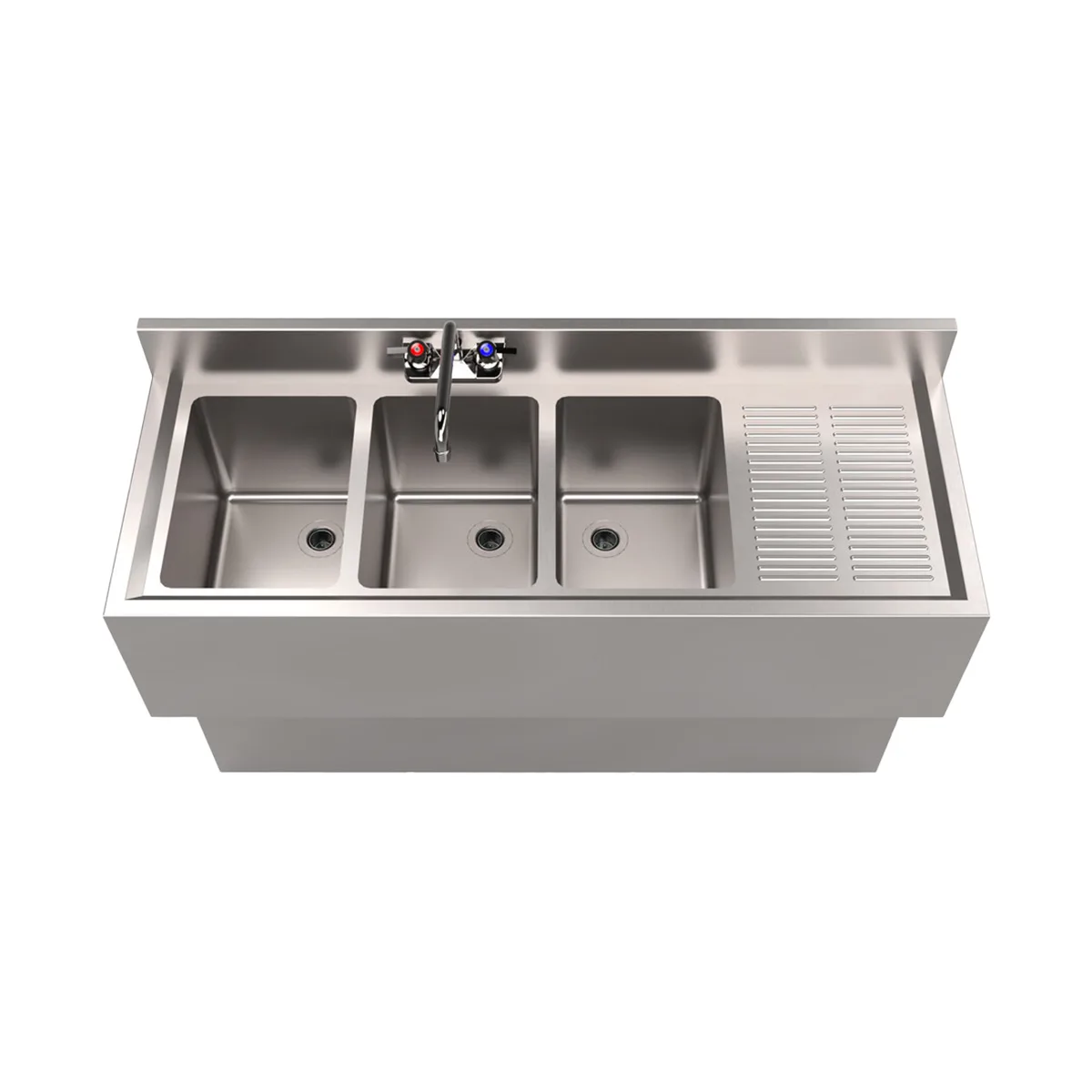 BK Resources UBB-18-348RS Underbar Sink Units, 3 Compartment with Right Drainboard
