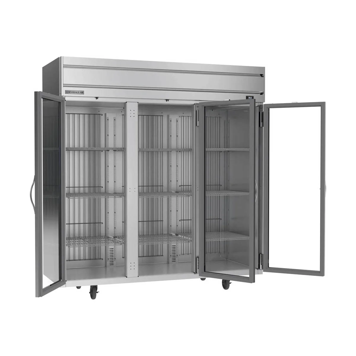 Beverage Air HRPS3HC-1G 78" 3-Section Reach-In Refrigerator w/ 3 Glass Full Doors, Top Mounted, 1/3 hp, 71.5 cu. ft.