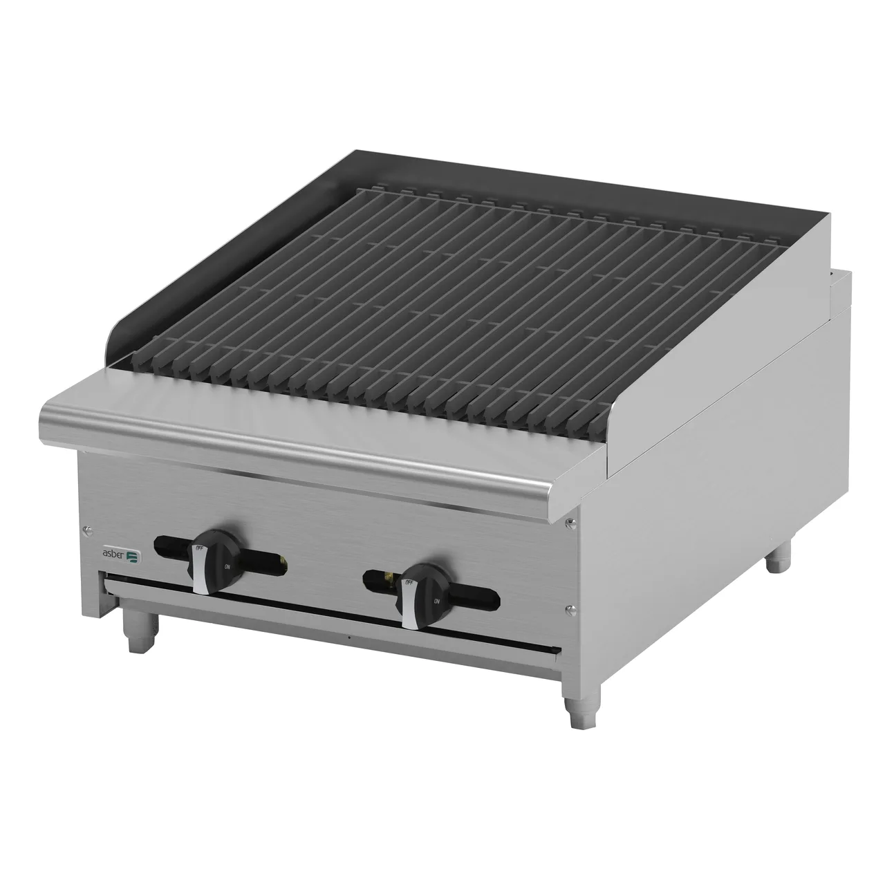 Asber AECRB-24 24" Countertop Gas Lava Rock Charbroiler w/ (2) Burners, 48.000 BTU