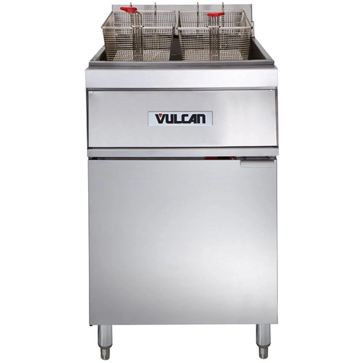 Vulcan 1ER85A Full Pot Floor Model Electric Fryer w/ 85-lb., Analog Controls, Twin Baskets