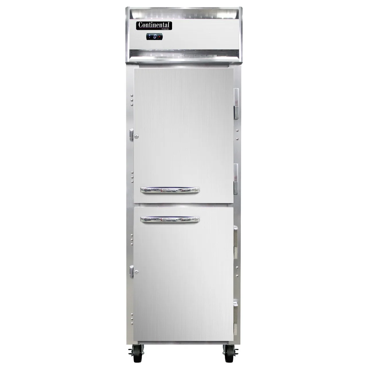 Continental Refrigerator 1FNSSHD 26" 1-Section Reach-In Freezer, 2 Half Solid Doors, Stainless Steel, Top Mounted, 20 cu. ft.