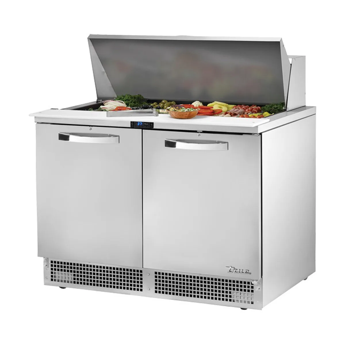 True TFP-48-18M-HC~SPEC3 48" Mega Top Sandwich/Salad Prep Table w/ 2 Doors, 18 Pans