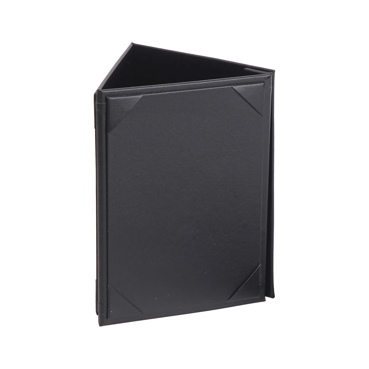 CAC China MCT3-75BK Menu Tent Cover, 2‑Panel 5" x 7" Insert, Faux Leather Black, Leather‑Like Material