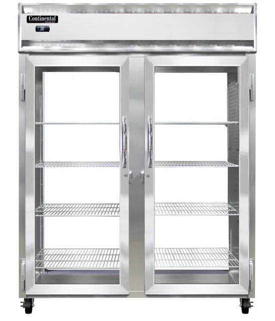 Continental Refrigerator 2RENPT-GD-GD 57" 2-Section Glass Door Pass-Thru Refrigerator, 52 cu. ft.