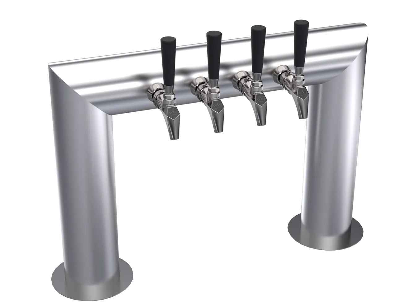 Krowne KPTU-4S Pass-Thru Beer Tower, 2-Column 25" OA, Brushed Steel, Glycol-Cooled, 4-6 Taps